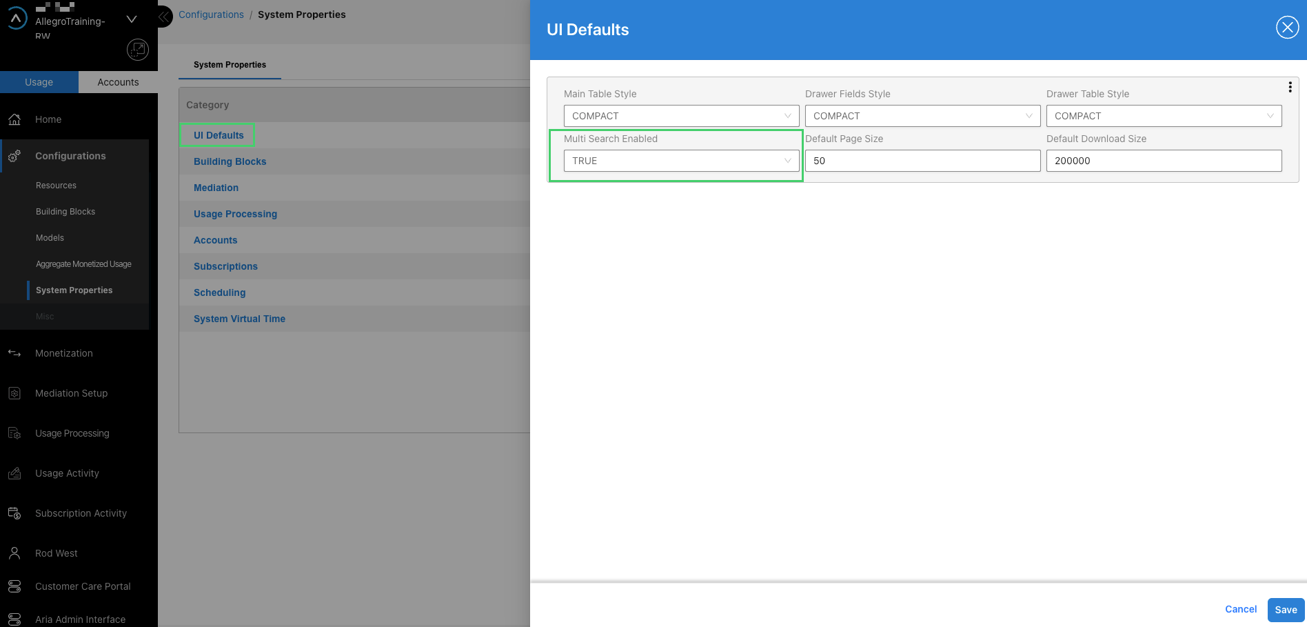 Search Options - Aria Knowledge Central