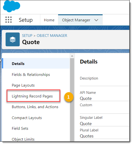 Click on Lightning Page Layouts to Set Aria Quote Layout.png