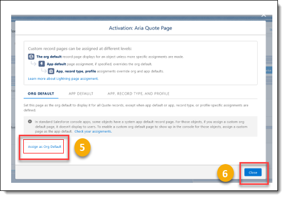 Click on Lightning Page_Aria Quote Page_Edit_Activation_Assign as Org Default.png